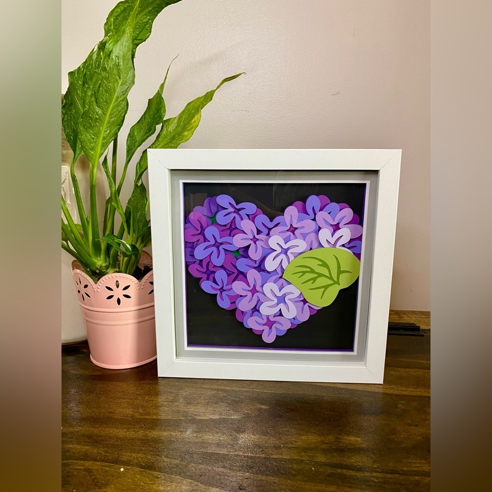 3D Purple Lilac Heart Shadowbox